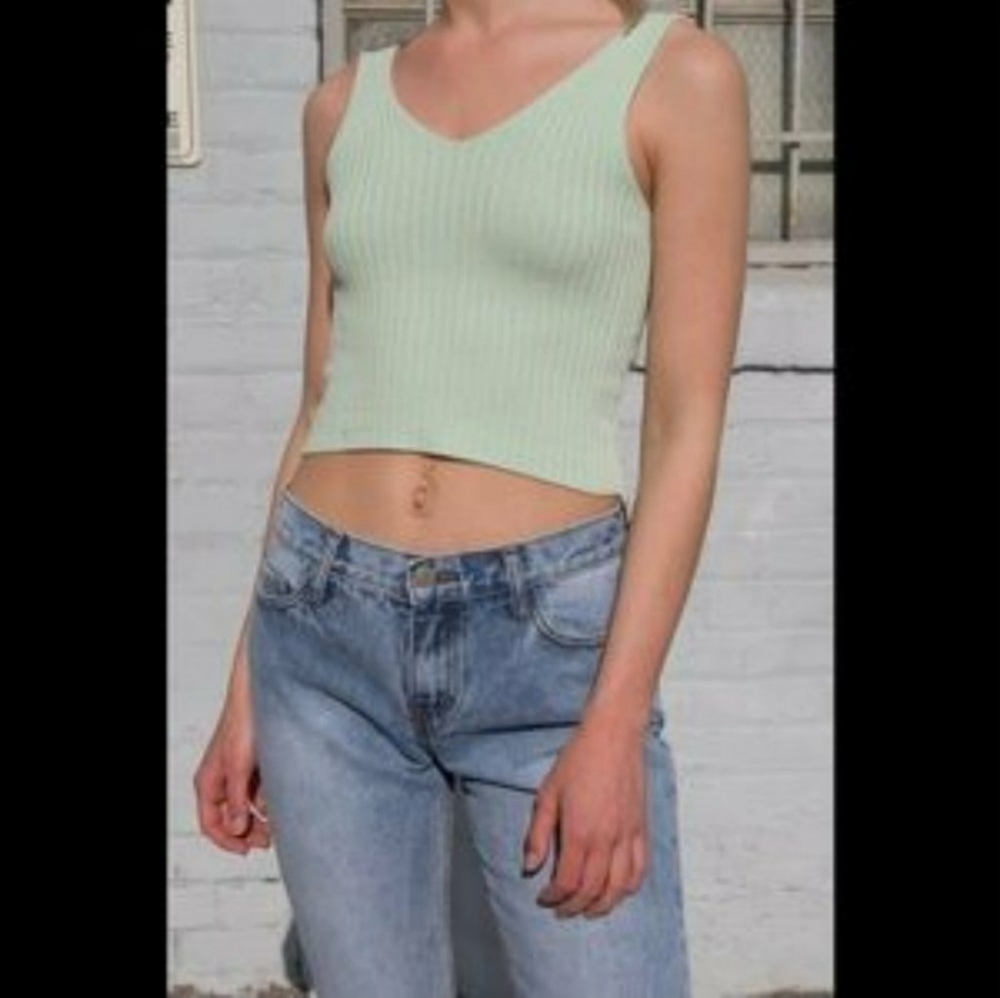 Brandy Melville mint green v-neck tank top